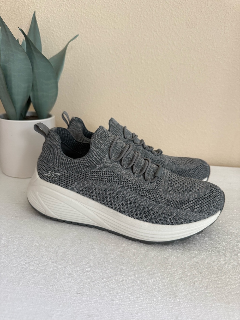 Skechers Gray Knit Slip-On Athletic Shoes - Lightweight Comfort